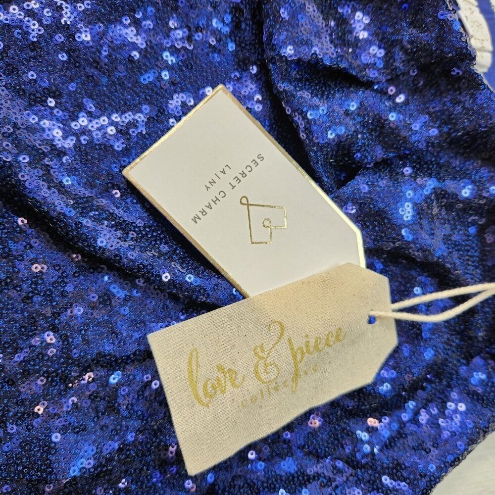 Secret Charm Women's Skirt Size S Collective By Love & Piece Blue Sequin (17) - Picture 6 of 10